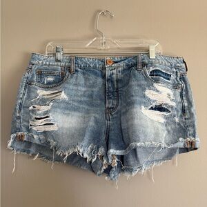 American Eagle Outfitters Light Blue Distressed Jean Shorts